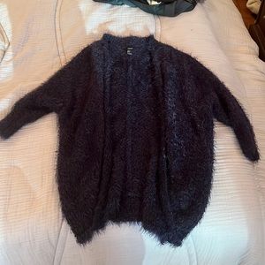 navy fuzzy cardigan!! SO COZY!
